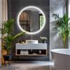 LUVODI Specchio da Bagno Rotondo 80cm con Illuminazione Intelligente, Schermo Touch Dimmerabile e Luce LED Antiappannamento per Bagno