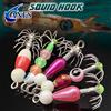 ANFS 2 pz/5 pz Glow Squid Jig Ganci Kit, Luminoso Squid Maschere Richiamo Pesca Seppie Manica Esche Artificiali con Scatola di Attrezzatura
