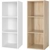 Getone Libreria piccola, libreria bianca, unità portaoggetti a 3 cubi, libreria da soggiorno in legno 30x30x80 cm