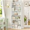 Getone Libreria a 6 livelli, Libreria da soggiorno, Scaffale in legno da 180 cm, Espositore, Scaffale portaoggetti, 60x23,5x180 cm Bianco/Nero/Rovere