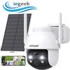 IEGEEK Telecamera di sorveglianza WiFi esterna wireless ieGeek 2K - 360 ° Rilevamento umano a colori per visione notturna solare wireless con telecamera PTZ