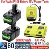 bonacell Batteria ricaricabile Bonacell 6000mAh per utensili elettrici RYOBI 18V Li-Ion, sostituzione per P108 P107 P108 RB18L50 RB18L20 e caricabatterie