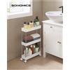 SONGMICS Carrello portaoggetti SONGMICS, ripiano rotante, 3 livelli, salvaspazio, per bagno, cucina, ufficio, 40x13.5x60 cm