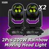 Yuer 2 Pz/lotto 200W LED Testa Mobile Fascio di Luce + Spot + 18 Prismi Rotanti + Effetto Arcobaleno Dj Dmx Effetto Luce Della Fase Luce Discoteca Dj Bar