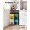 SONGMICS Cestino da Cucina Raccolta Differenziata, Set di 4 Pattumiere Impilabili 20L, Smaltimento Rifiuti, Coperchi a Pressione, Adesivi, Contenitori, Giallo, Blu, Beige e Verde
