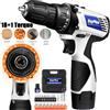 DayPlus Kit mini trapano avvitatore a batteria da 16,8 V, cacciavite elettrico da 45 Nm con mandrino da 3/8" con luce LED, coppia 18+, 2 velocità