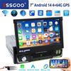 ESSGOO 1 DIN 7 Pollici Schermo Tattile Flip Out 4+64G Android 14 Autoradio Apple Carplay Android Auto GPS Navi Wifi FM RDS Bluetooth USB EQ Mirror Link