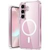 jaspever Forte magnetico per custodia di ricarica wireless Magsafe per Samsung Galaxy S24 S23 S22 S21 FE Ultra Plus cover rigida ibrida trasparente morbida