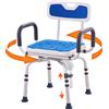 SucceBuy Sedia da doccia girevole a 360 gradi regolabile con braccioli e schienale per doccia o vasca da bagno antiscivolo per anziani disabili