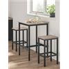 VASAGLE Tavolo da Bar quadrato per la colazione VASAGLE, telaio in acciaio resistente, 60x60x92 cm, facile montaggio, soggiorno da cucina, stile industriale
