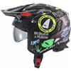 UFO Casco Jet UFO Sheratan Trial con loghi grafici nero opaco