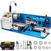 SucceBuy Mini Tornio per Metallo 7"x14" 550W 180x350mm Velocità Variabile + Mandrino a 3 Mascelle per Lavorazione dei Metalli Tornitura Foratura Filettatura