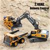 Teeggi 4WD Escavatore telecomandato 4x4 Camion ribaltabile in lega Bulldozer Modello radio RC Auto Veicolo da costruzione Giocattolo Bambini Regalo per bambini