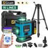 Gisam Gisha 16 Line 4D Livello Laser con Treppiede Linea Verde Autolivellante 360 Orizzontale Verticale Misura della Luce Croce Fascio Potente