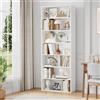 Getone Scaffale da soggiorno 210 cm Libreria da soggiorno Scaffale da esposizione a 7 livelli 60x23,5x209,5 cm Bianco/Nero/Rovere
