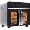 EMPHSISM Friggitrice ad aria calda a doppia zona, friggitrice ad aria calda da 23 litri, forno XXL da 2200 W con touch screen LED, 15 programmi, con ricettario