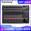 DEPUSHENG DX12 Mixer Audio Professionale a 12 Canali, Console Audio da Studio con Ingresso USB MP3, Alimentazione Phantom 48v, Console DJ