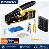 ZoeRax 8 in 1 RJ45 Cat6 Cat5e Kit di strumenti a crimpare RJ45 Strumento di crimpatura, Tester per cavi, Tagliafili, Lame, 50 connettori e stivali Cat6
