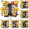 NONE 9 pezzi 1 set palloncini foil a tema ingegneria con numero da 40 pollici palloncini per feste di compleanno palloncini per auto trattore per veicoli da costruzione