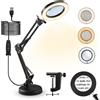 NONE Lente d'ingrandimento con luce e supporto, dotata di base, luce d'ingrandimento a LED 10x con clip, lampada da scrivania con 3 modalità di colore