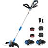DEKOPRO Decespugliatore a batteria 2 in 1 20V 30 cm con 2 batterie a lunga durata per prati, giardini e campi.