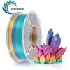 KINGROON Seta PLA Plastica 1 kg 1,75 mm, Nuovo Filamento per stampante 3D sfumato multicolore Arcobaleno PLA Colore Chnage, Bobina trasparente