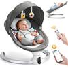 NONE Altalena Elettrica per Neonati Grigia, Sedia a Dondolo per Bambini con Telecomando e Controllo Wireless, Fino a 9kg