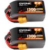 NONE Batteria Lipo OVONIC 6s 1300 mAh 22,2 V 130C con connettore XT60 Reble serie 2.0 per RC FPV (2 pezzi)
