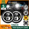 HAOLIDE Auto 7 Pollici Faro A Led Hi/Low H4 Halo Angolo Occhi DRL Dot E9 Per Offroad 4x4 Lada Niva Moto Faro 12V 24V