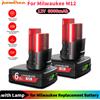 powtree Per Milwaukee M12 Batteria 12V 6.0Ah Batteria ricaricabile con luce per Milwaukee M12 Strumento 48-11-2402 48-11-2411 48-11-2401
