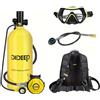 DIDEEP Set bombola subacquea DIDEEP da 3 litri, cilindro gonfiabile per immersioni fino a 30-40 minuti, bombola per immersioni con maschera subacquea HD