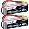 hrb 1/2pc HRB 4S Lipo Batteria 14.8V 4000mah RC Lipo Batteria 100C Con Connettore XT60 Per RC Auto Camion Monster RC Aereo elicottero