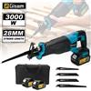 Gisam Sega a sciabola a batteria Gisam 10000SPM per taglio legno/metallo, utensile elettrico con 4 lame per batteria Makita 18V