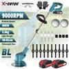 X-COTEC decespugliatore a batteria, 21V, 2 batterie da 1,5A e caricabatterie, testa del motore rotante, protezione per i fiori, impugnatura retrattile, 0,9 kg di peso, leggero, per tagliare prati e