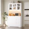 Getone Buffet da cucina con LED, Armadio da cucina Armadio da buffet con 3 prese per cassetti Mensola regolabile da bar 100x38,5x180 cm