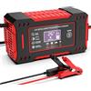 HOMEFISH Caricabatteria per auto intelligente 6A 12V Unità di ricarica per batteria per auto e moto Display LCD per riparazione batteria al piombo