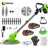 NONE Tagliaerba a batteria da 21 V, tagliaerba telescopico leggero con 5 lame in metallo e 10 lame in plastica, 2 batterie da 2000 mAh