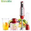 BioloMix Frullatore manuale 4 in 1 da 1200 W con tazza per tritatutto e frullato - Miscelatore ad immersione in acciaio inossidabile per alimenti per bambini e tritaghiaccio