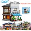 Cada Japanese Sushi HouseBricks Shop LED Japanese Steamed Bun House Building Blocks Summer Cafe Cada Toy Street View Series Set