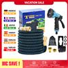 X-COTEC Tubo da Giardino Espandibile 15m/30m, Tubo dell'Acqua Flessibile con Connettori in Ottone 1/2" 3/4" e Pistola 10 Funzioni per Irrigazione e Lavaggio Auto