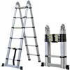 DayPlus Scala telescopica pieghevole da 3,8 m/5 m con telaio ad A, lega di alluminio/acciaio inossidabile, antiscivolo, stabile, capacità di carico di 150 kg, EN131