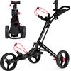 GOFLAME Carrello a spinta da Golf a 3 ruote, carrello a spinta pieghevole da Golf con cinghie elastiche, portaombrelli e portabicchieri, portaoggetti per tabellone segnapunti, leggero