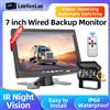 podofo LeeKooLuu Monitor per auto da 7 pollici Display LCD retrovisore impermeabile 4pin IR telecamera per retromarcia notturna per rimorchi per roulotte per camion e camper