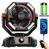 NONE Ventola per radiatore Batteria da 20000 mAh Ventilatore da campeggio 4 Lanterna a LED Ventilatore da tavolo a 8 velocità Ventilatore esterno portatile per interruzioni di corrente della tenda Canti di