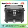NONE Bauletto Universale Nero 45L/55L/65L per Moto, Baule Posteriore in Alluminio per Avventura, Bauletto Moto in Lega di Alluminio 5052