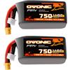 OVONIC Batteria Lipo Ovonic 4S 750mAh 4S1P 110C 14.8V con Connettore XT30 per Droni FPV Cinematici da 3-5 Pollici, Confezione da 2