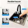NONE Lavello da cucina nero 45x40 cm multifunzionale con rubinetto estraibile, sciacquatrice per tazze, cestino, sapone, set di tubi a vasca singola in acciaio inossidabile