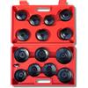 NONE Cassetta degli Attrezzi AC 15 Pezzi Set Chiavi per Filtri Olio Estrattore Filtri Rimozione 3/8'' x 1/2'' + Coppe Adattatrici
