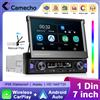 Camecho Schermo retrattile da 7 pollici 1 Din Autoradio Radio Wireless Carplay Android Auto Lettore multimediale MP5 Bluetooth Mirrorlink
