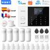 PGST Sistema di allarme GSM compatibile con Tuya WiFi, allarme domestico 2G 433MHz, sensore di movimento e porta, funziona con Alexa e Google